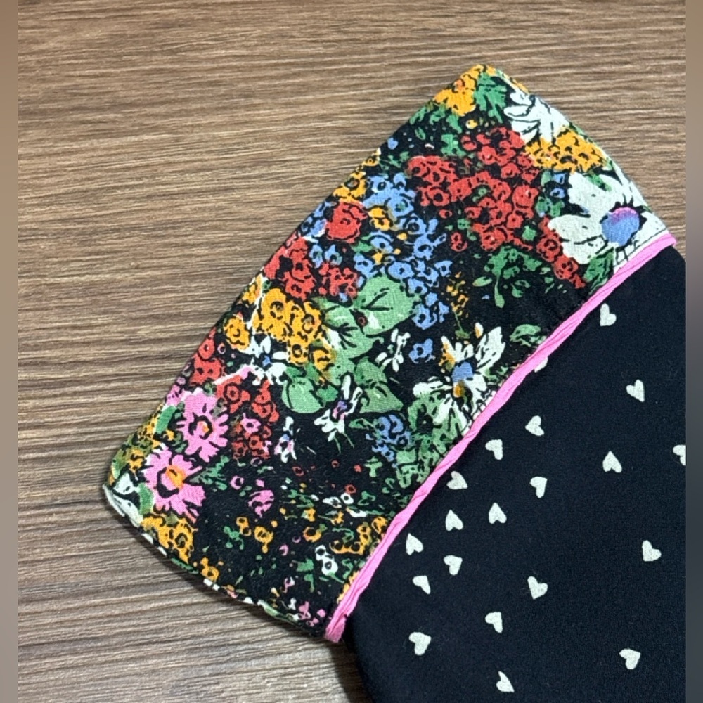 Anthropologie Black Pajama Set with Pink and Multicolor Accents - Picture 3 of 7